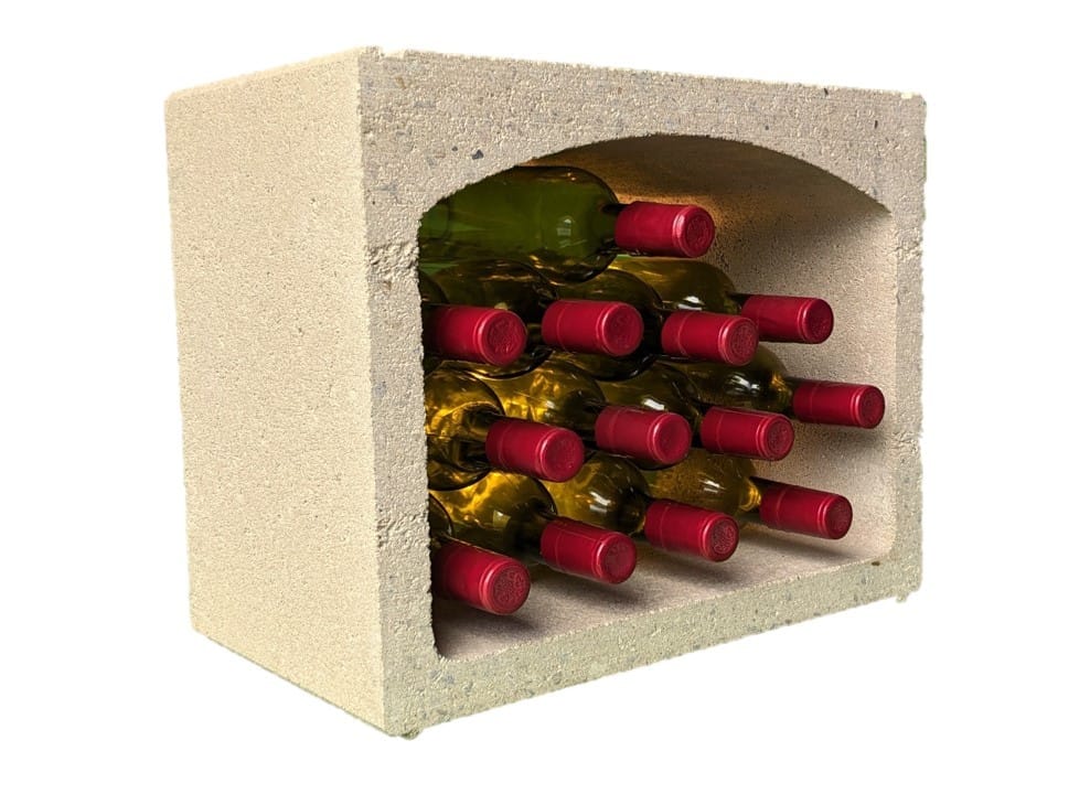 casier à vin en pierre reconstituée pour ranger les bouteilles dans une cave
